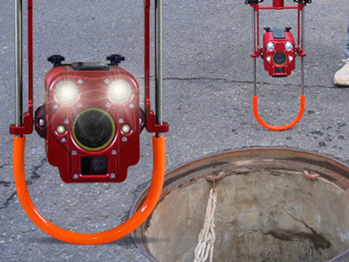 pipe inspection robot at working